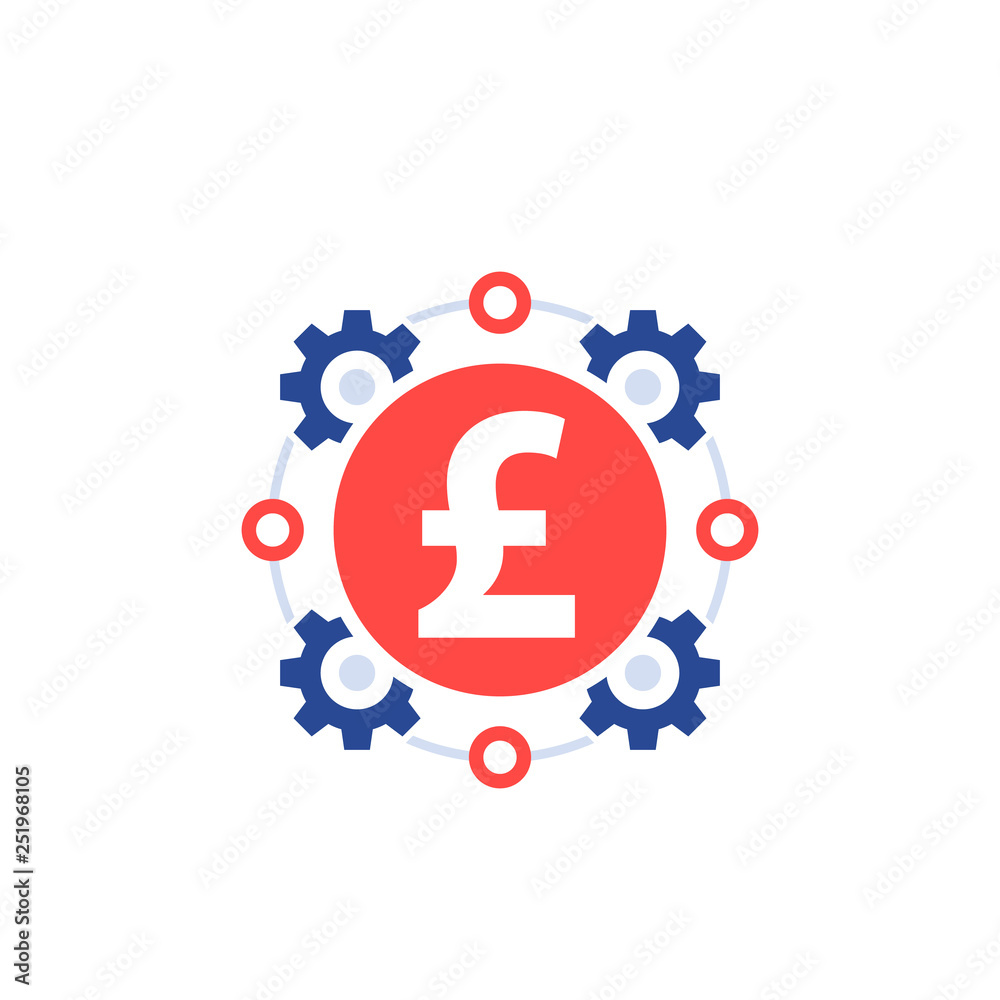 cost optimization, money management, efficiency icon with pound cost optimization, money management, efficiency icon with pound