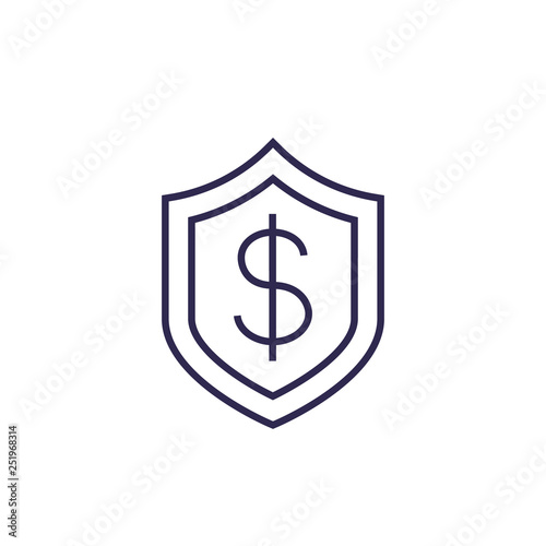 Shield with dollar vector line icon