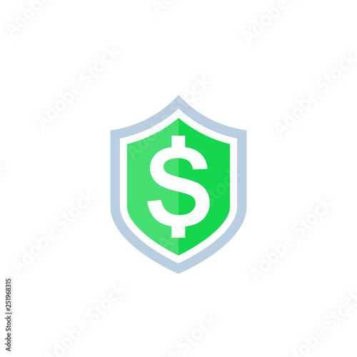 Shield with dollar vector icon