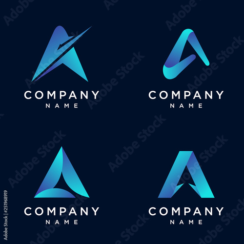 Creative letter A logo design set