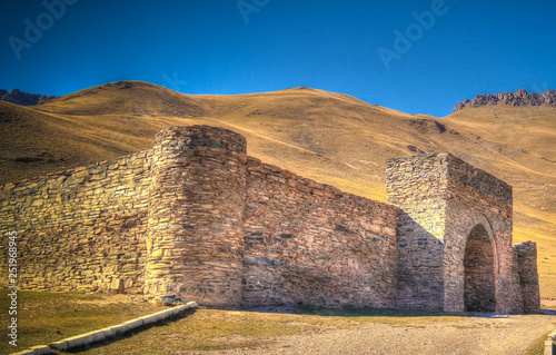 Tash Rabat caravanserai in Tian Shan mountain in Naryn province, Kyrgyzstan photo