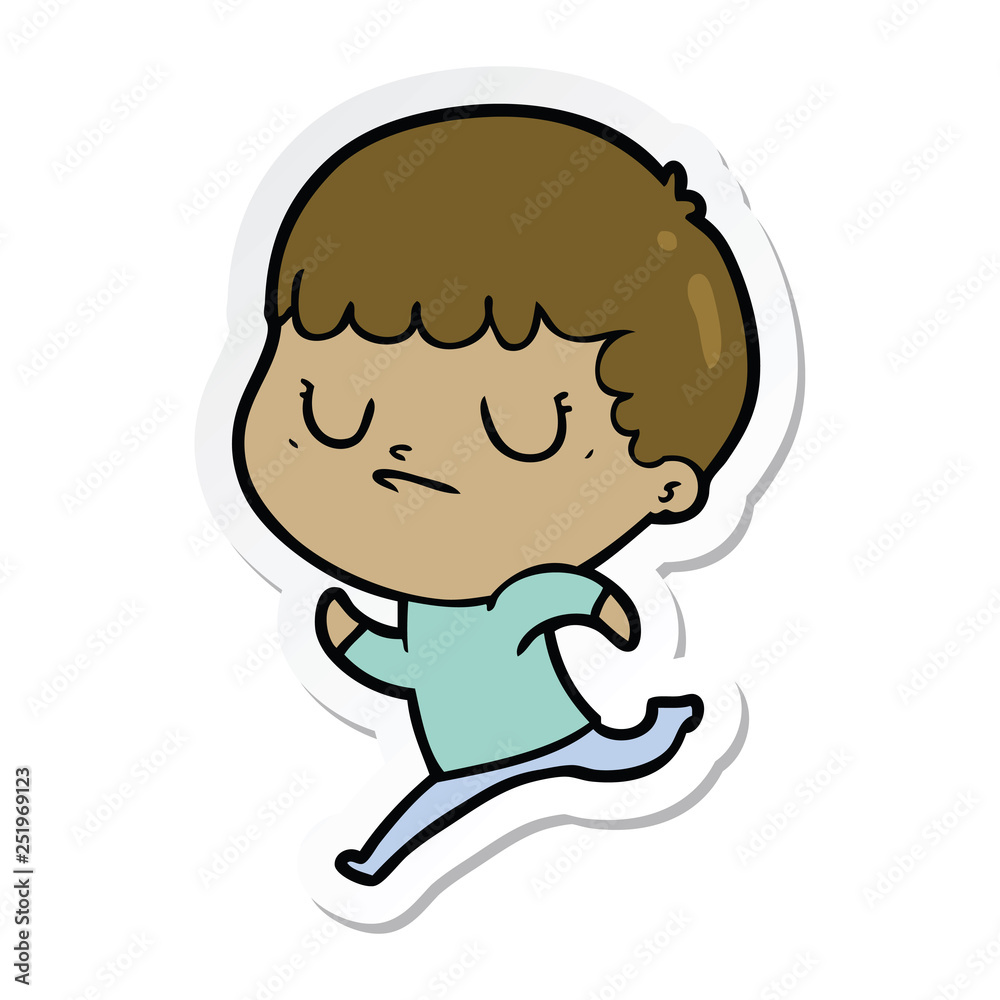 sticker of a cartoon grumpy boy sticker of a cartoon grumpy boy