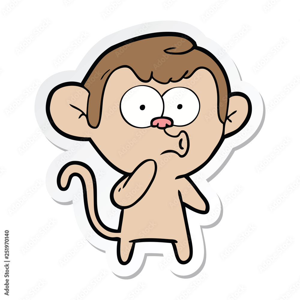 sticker of a cartoon hooting monkey sticker of a cartoon hooting monkey