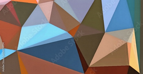 Geometric artistic triangularis background. Multicolor warm and bright polygonal texture drawing on paper. Chaotic mesh geometry. 