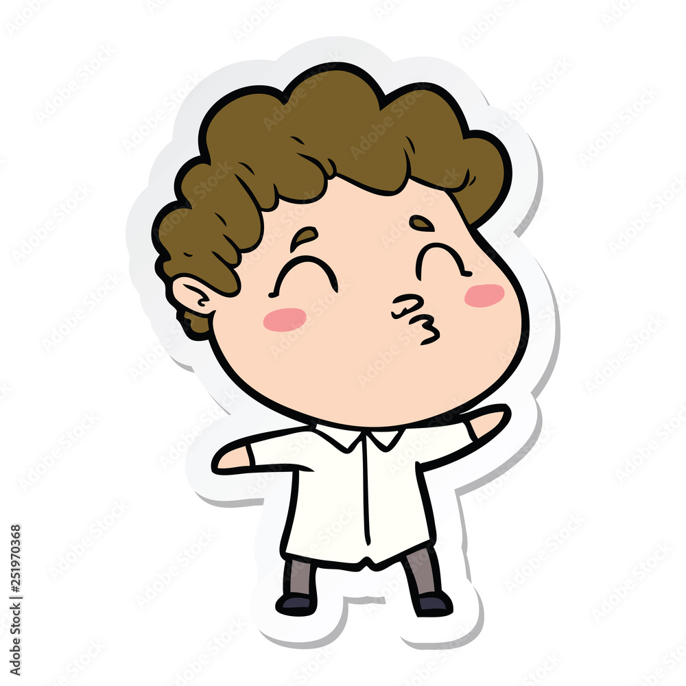 sticker of a cartoon man pouting sticker of a cartoon man pouting