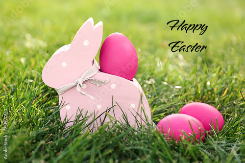 Easter eggs with wooden bun...