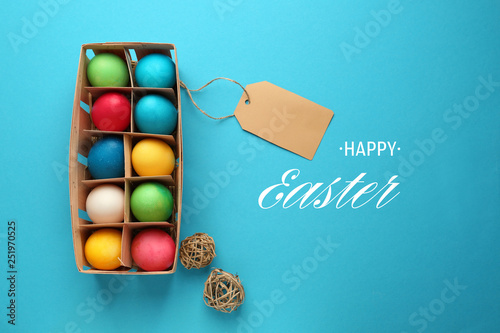 Box with Easter eggs on col...