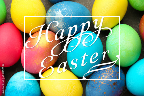 Easter eggs on grey backgro...