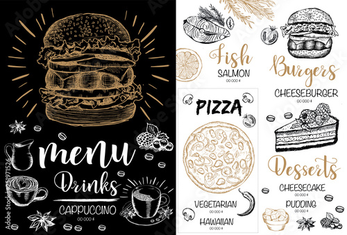 Restaurant cafe menu, template design. Food flyer.
