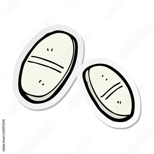 sticker of a cartoon painkillers