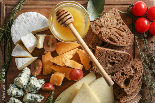 Gourmet cheese board with a...