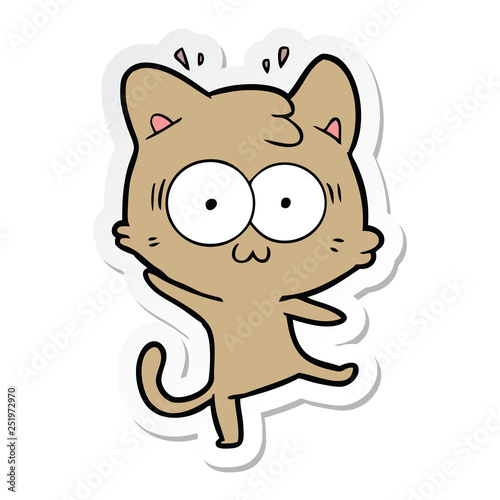 sticker of a cartoon surprised cat