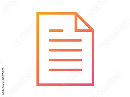 Gradient pink to orange vector interface work file document flat line icon