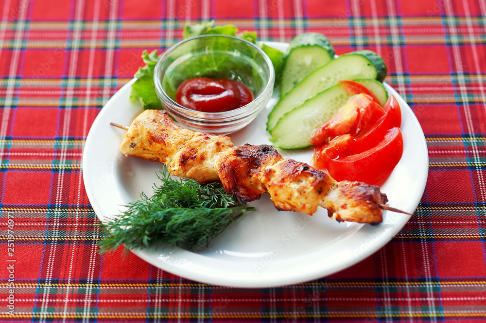 Chicken kebab with vegetables