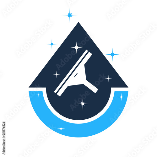 Cleaning services logo, icon. Vector illustration.