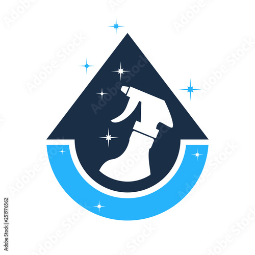 Cleaning services logo, icon. Vector illustration.