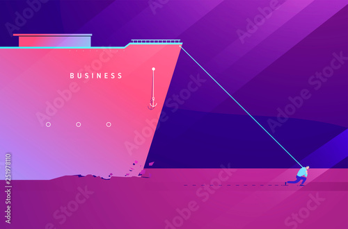 Vector business concept illustration of strong man who carries the load on himself