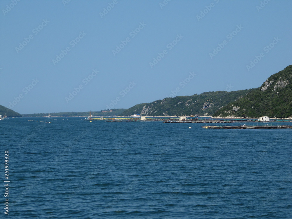Oyster farms in a bay of the Mediterranean Sea Oyster farms in a bay of the Mediterranean Sea