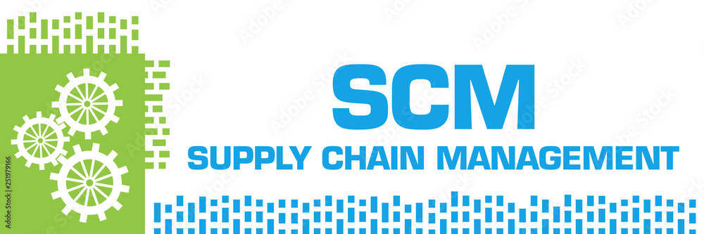 SCM - Supply Chain Management Green Blue Dotted Squares Lines SCM - Supply Chain Management Green Blue Dotted Squares Lines