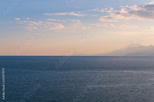 Mediterranean sea with the Taurus Mountains in Antalya, Turkey