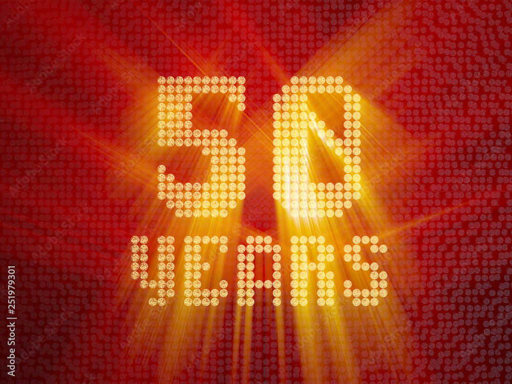 Golden number fifty years. 3D render Golden number fifty years. 3D render