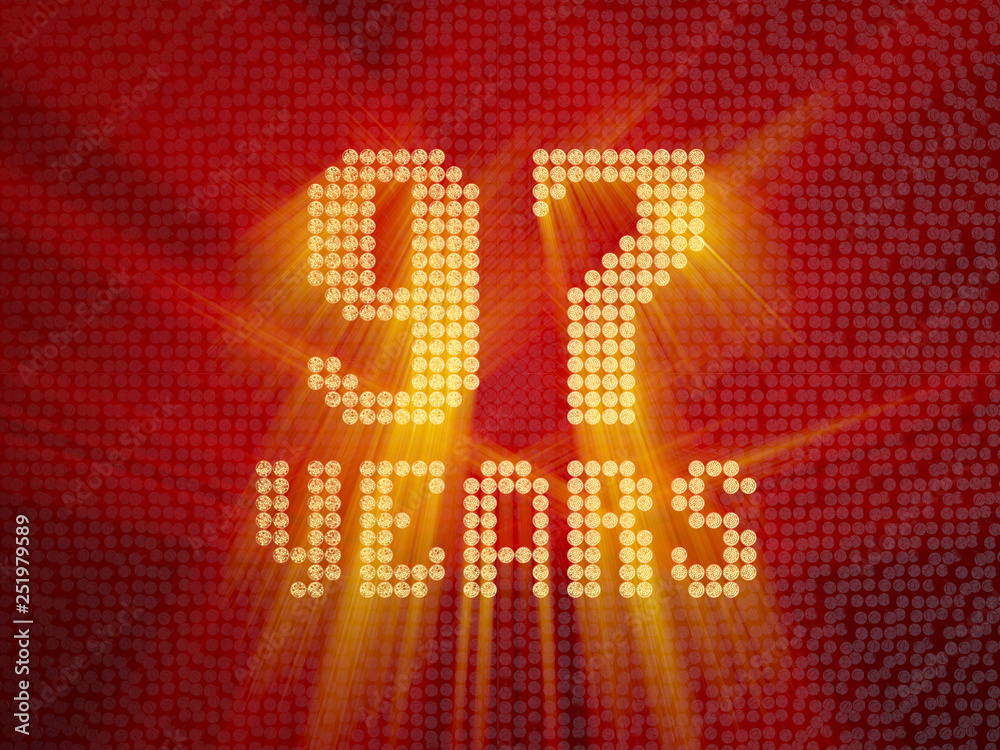 Golden number ninety-seven years. 3D render