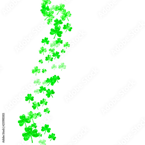 Wallpaper Mural Clover background for Saint Patricks Day. Lucky trefoil confetti. Glitter frame of shamrock leaves. Template for voucher, special business ad, banner. Decorative clover background. Torontodigital.ca