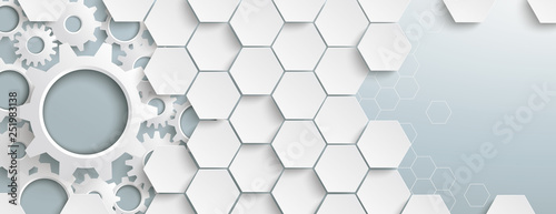 White Hexagon Structure Gears Header