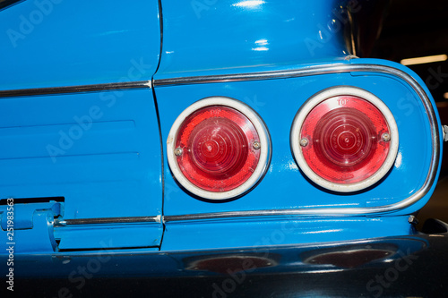 the headlights of an old vintage car