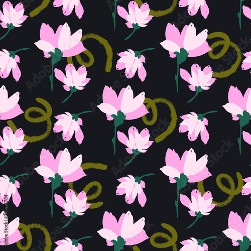 Beautiful Exotic Flowers Pattern Vector  Illustration for Surface , Invitation , Notebook, Banner , Wrap Paper ,Textiles, Cover, Magazine ,Postcard Background ,Textile , Wallpaper, Fashion 