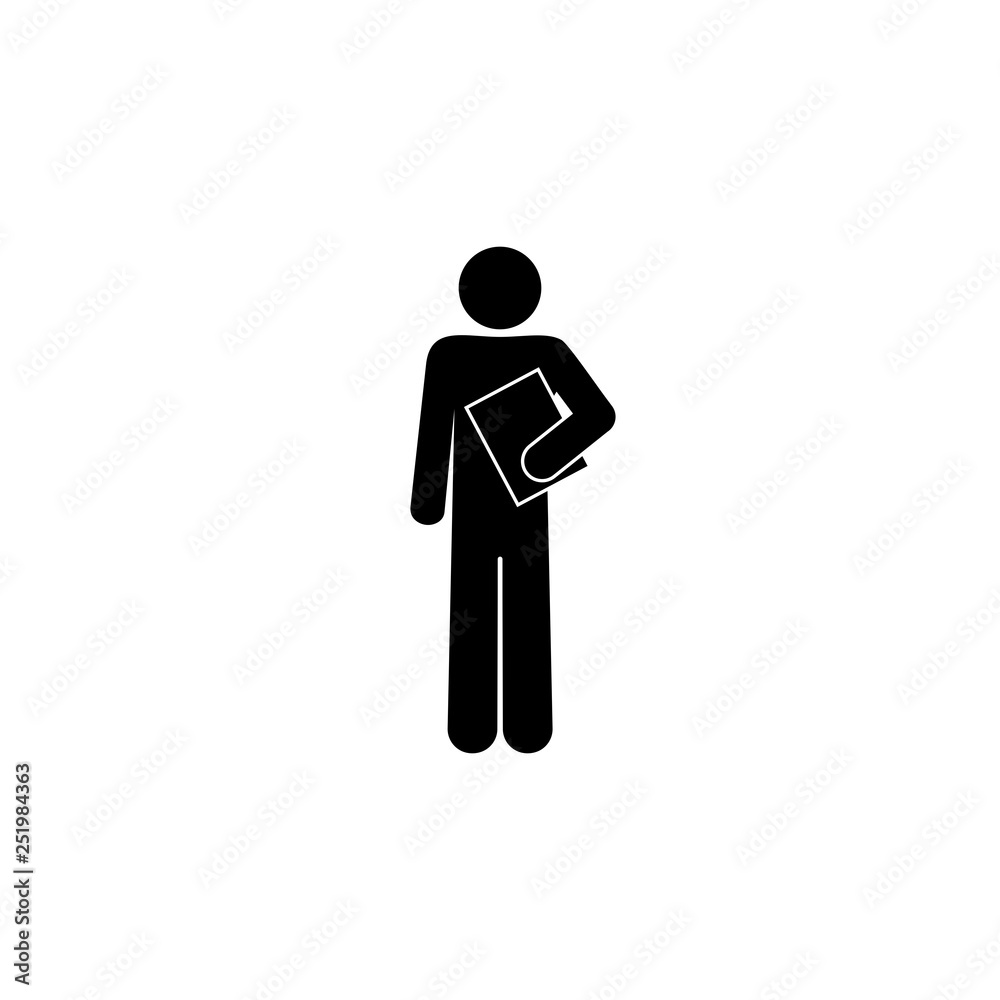 man with a book, stick figure pictogram, human silhouette icon isolated man with a book, stick figure pictogram, human silhouette icon isolated