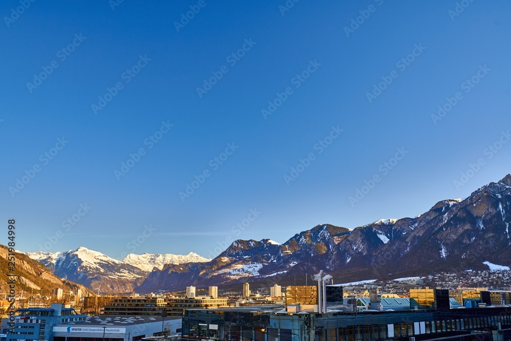 The City of Chur in the Alps of Switzerland at the border with Italy