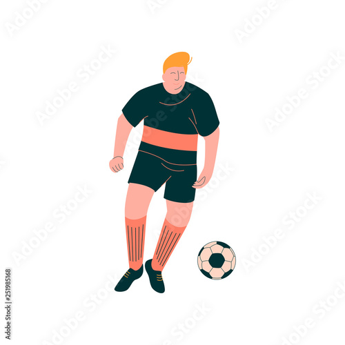 Male Soccer Player, Footballer Character in Sports Uniform Vector Illustration