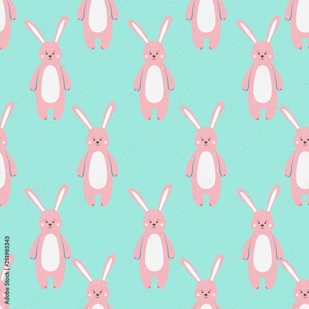 Pattern with cute funny pink hare animal Pattern with cute funny pink hare animal