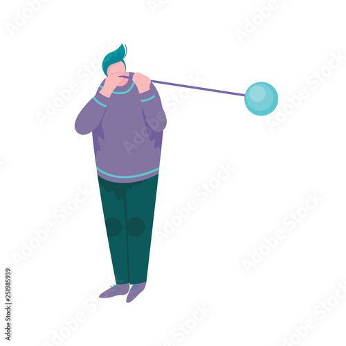 Overweight Man Blowing Glass Vessel, Male Glassblower or Glassworker Character, Hobby or Profession Vector Illustration