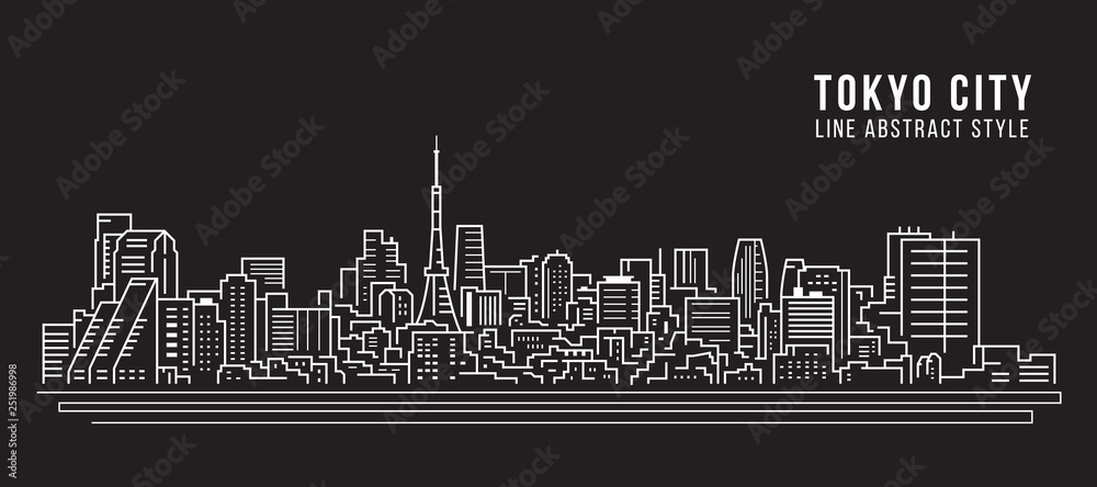 Cityscape Building Line art Vector Illustration design - Tokyo city