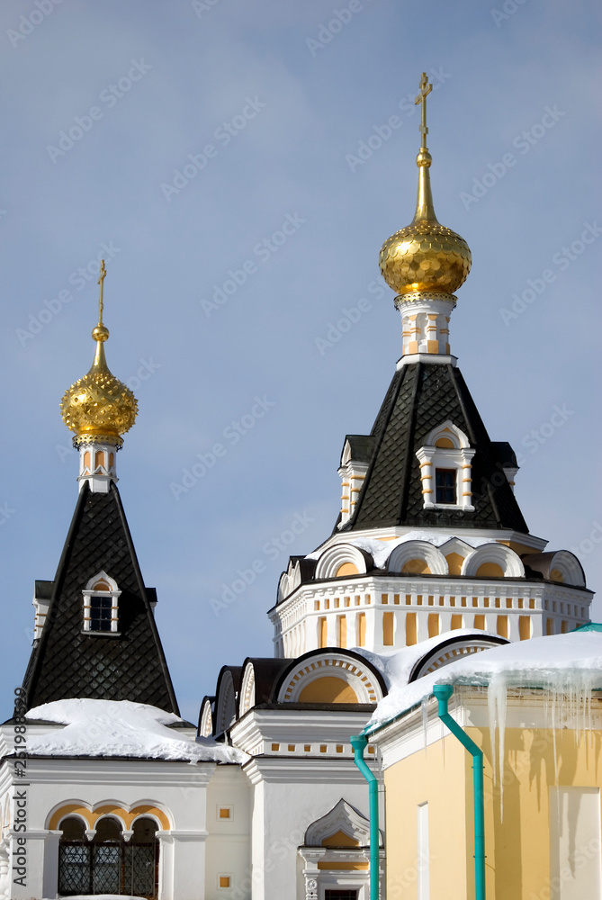 Kremlin in Dmitrov, old historical town in Moscow region, Russia. Color winter photo. Popular landmark.