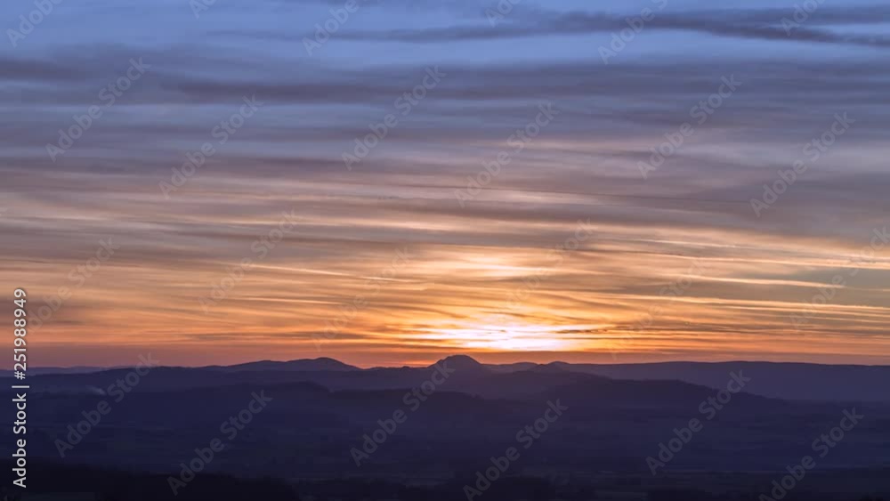 Sunset Sky over Scenic Hills in Shropshire Sunset Sky over Scenic Hills in Shropshire