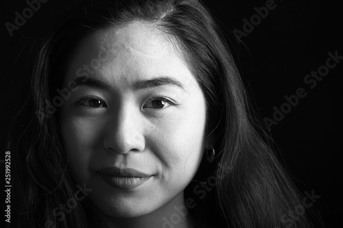 Beautiful asian woman black and white