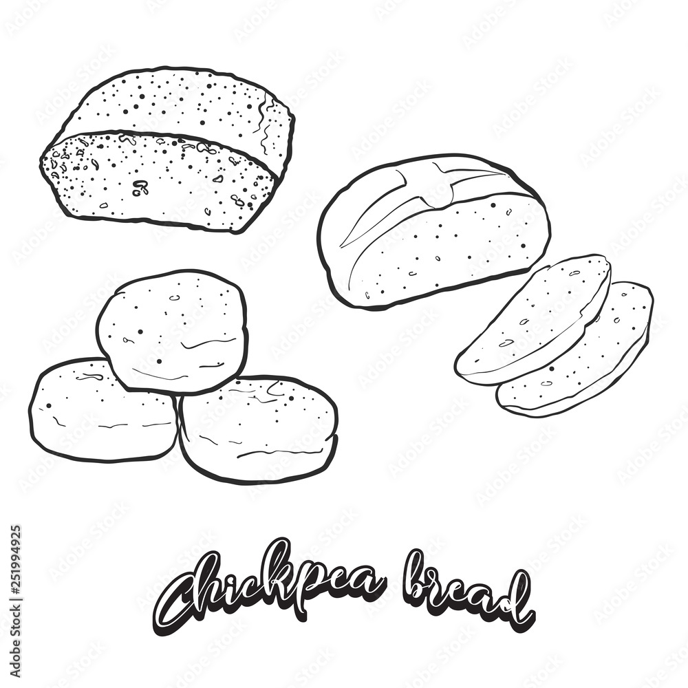 Hand drawn sketch of Chickpea bread bread Hand drawn sketch of Chickpea bread bread