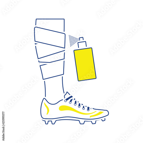 Icon of football bandaged leg with aerosol anesthetic
