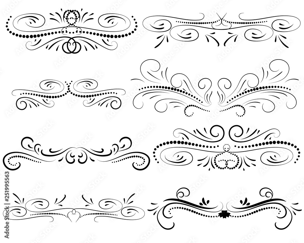 Set of decorative florish dividers, borders Set of decorative florish dividers, borders