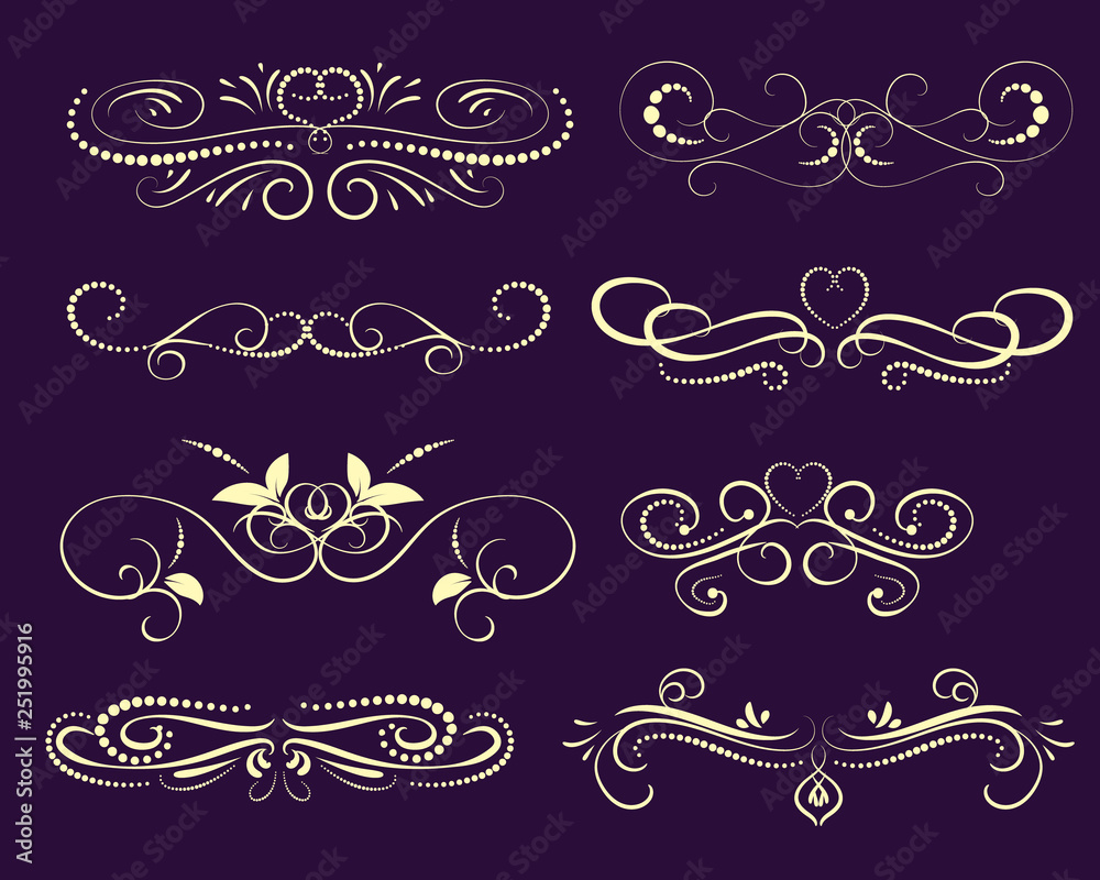 Set of decorative florish dividers, borders Set of decorative florish dividers, borders