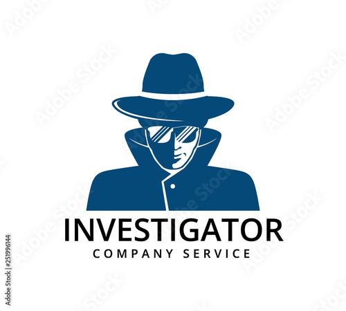 detective with glasses investigation service vector icon logo design