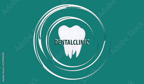 Stomatological icon - white molar - isolated on green background - flat style - vector.
