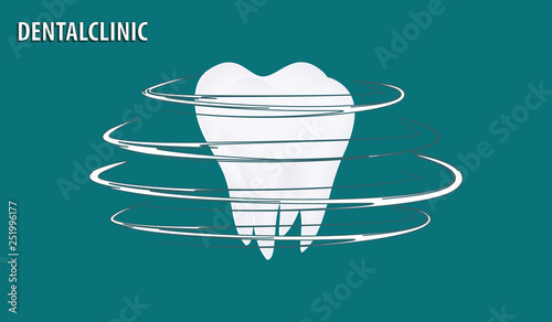 Icon - white molar - decorative design - flat style. Dental clinic