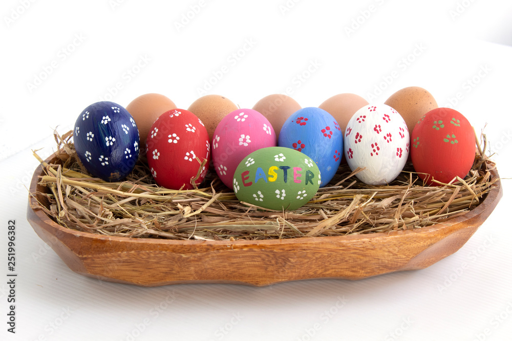 colorful easter eggs in a basket colorful easter eggs in a basket