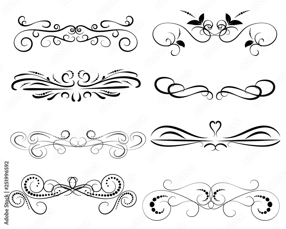 Set of decorative florish dividers, borders Set of decorative florish dividers, borders