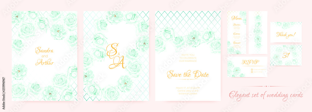 Wedding Invitation, Cards Templates Set.