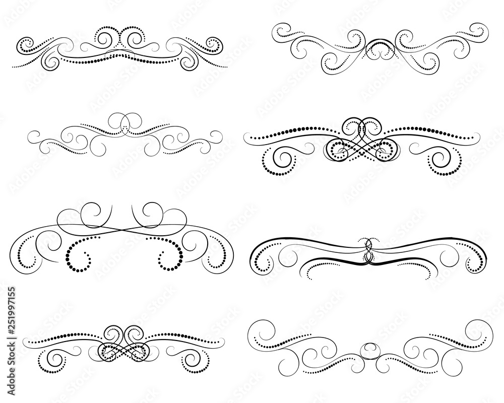 Set of decorative florish dividers, borders Set of decorative florish dividers, borders